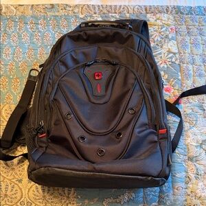Large Swiss Gear Ibex Pro Backpack Black with Red Accents. Like new.